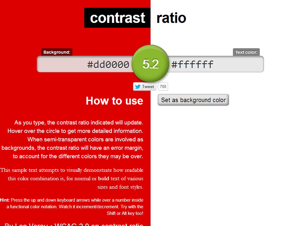 Lea Verou's Contrast Ratio